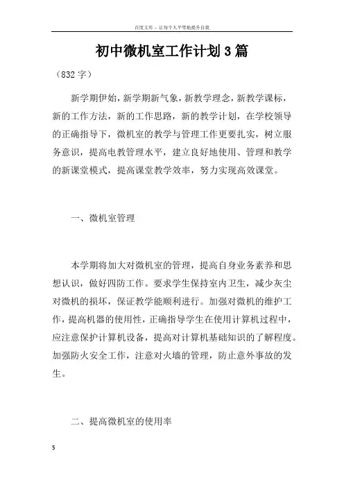 初中微机室工作计划3篇
