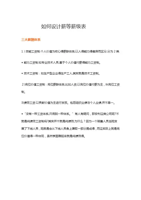 如何设计薪等薪级表