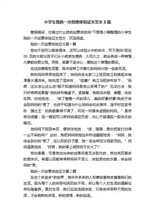 小学生我的一次创意体验征文范文3篇