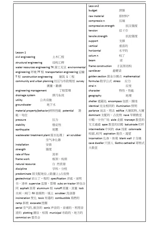 土木工程专业英语 复习重点词汇.doc