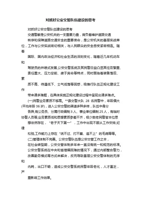 对抓好公安交警队伍建设的思考