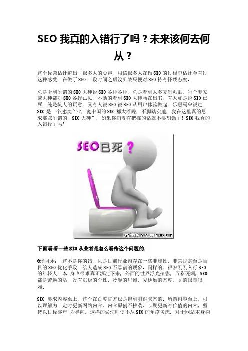 SEO我真的入错行了吗？未来该何去何从？
