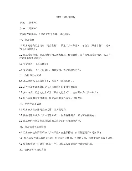 购销合同折扣模板