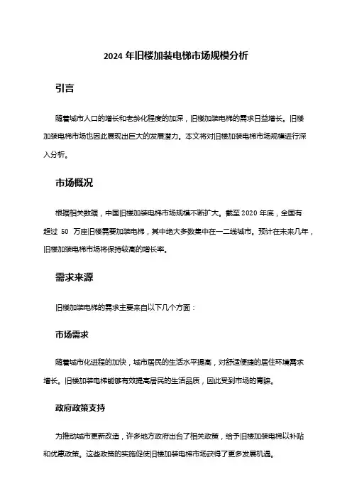 2024年旧楼加装电梯市场规模分析