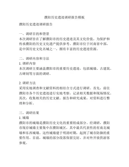 濮阳历史遗迹调研报告模板