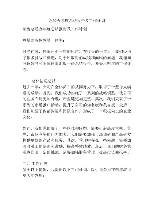 总经办年度总结报告及工作计划