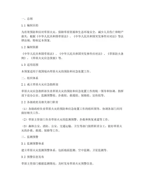 草原火灾专项应急预案范文