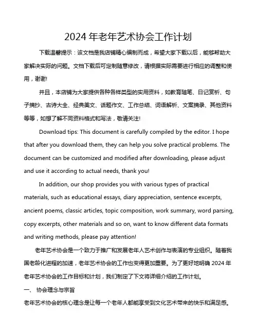 2024年老年艺术协会工作计划