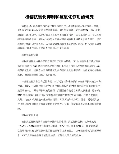 植物抗氧化抑制和抗氧化作用的研究