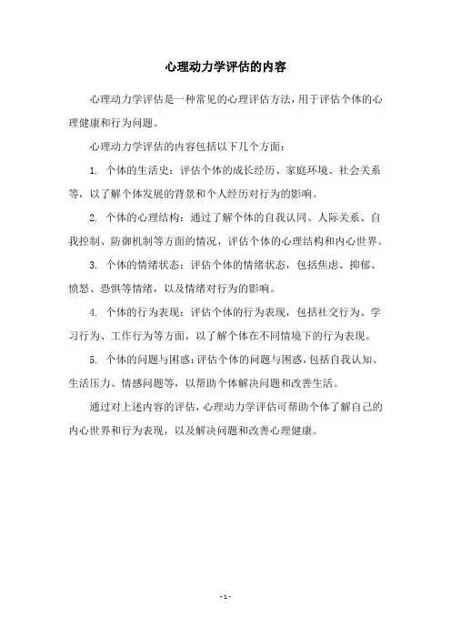 心理动力学评估的内容