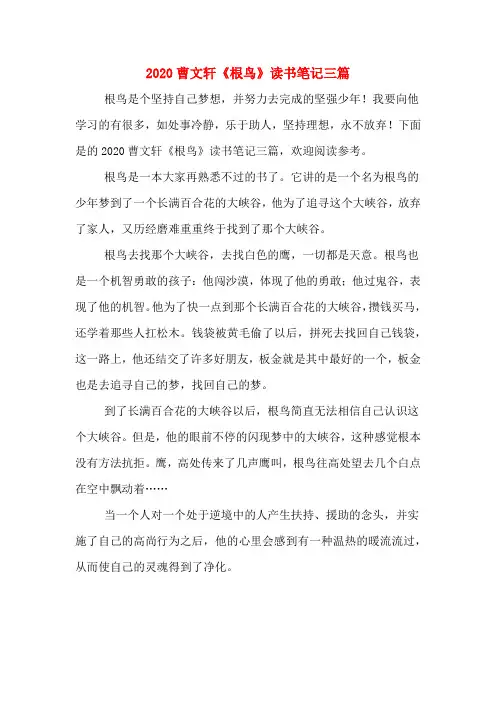 2020曹文轩《根鸟》读书笔记三篇