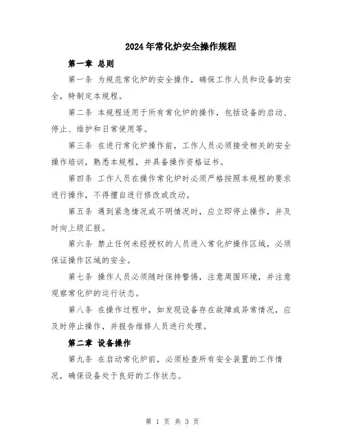 2024年常化炉安全操作规程