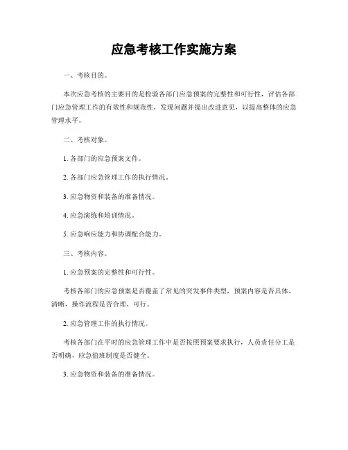 应急考核工作实施方案
