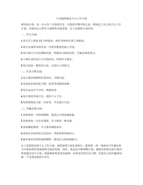 小学随班就读个人工作计划