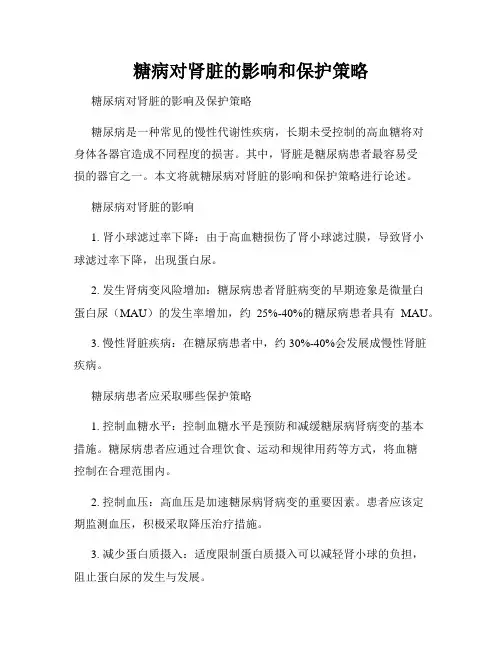 糖病对肾脏的影响和保护策略