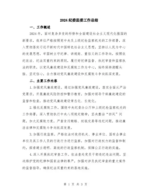 2024纪委监委工作总结