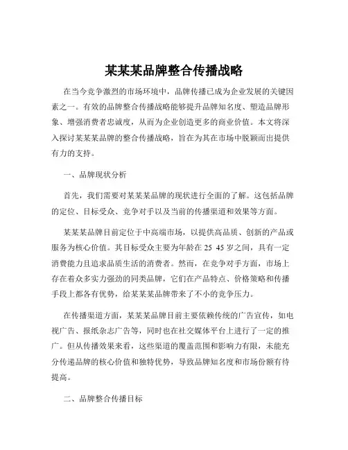 某某某品牌整合传播战略
