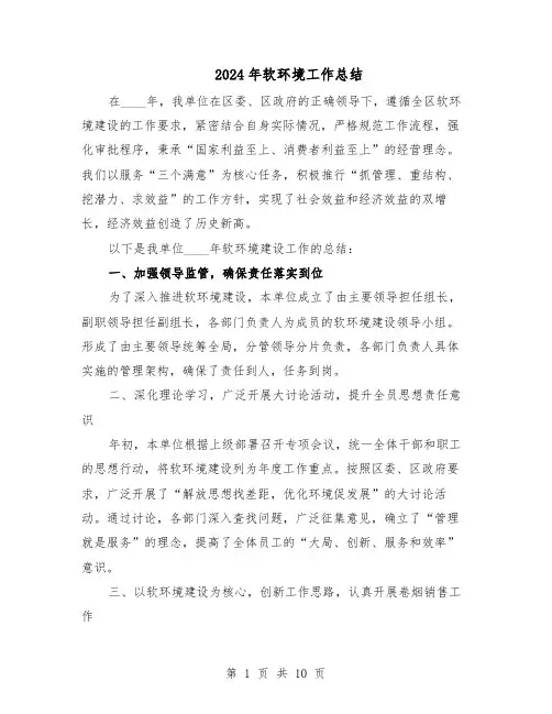 2024年软环境工作总结（5篇）
