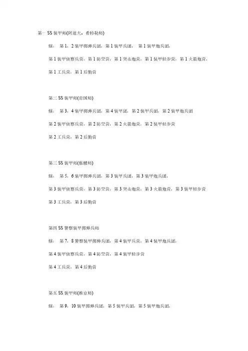 【VIP专享】二战德国武装党卫队序列及编成情况