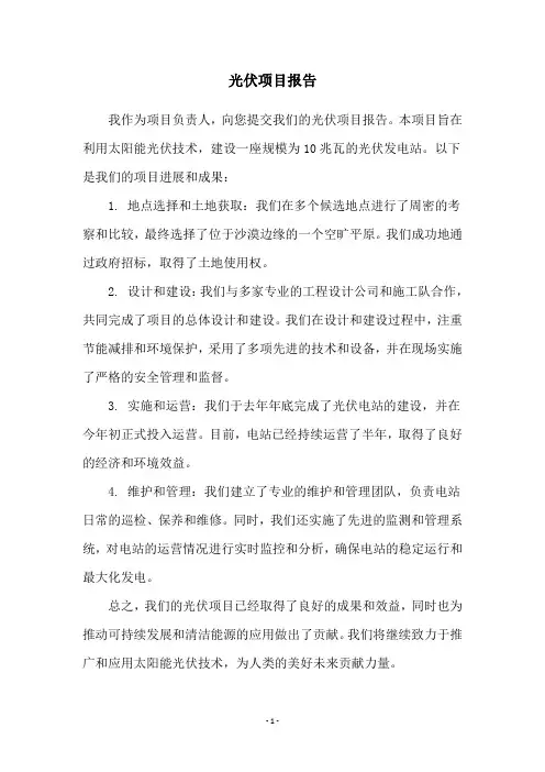 光伏项目报告
