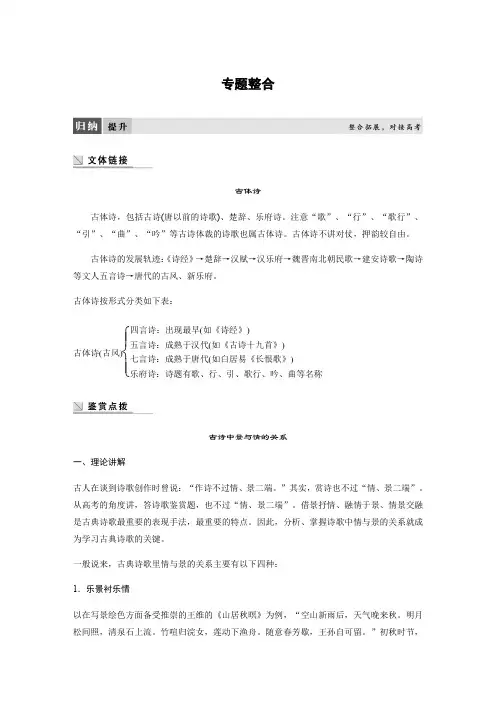 语文苏教版选修系列《唐诗宋词选读》配套文档：专题一+专题整合+Word版含答案