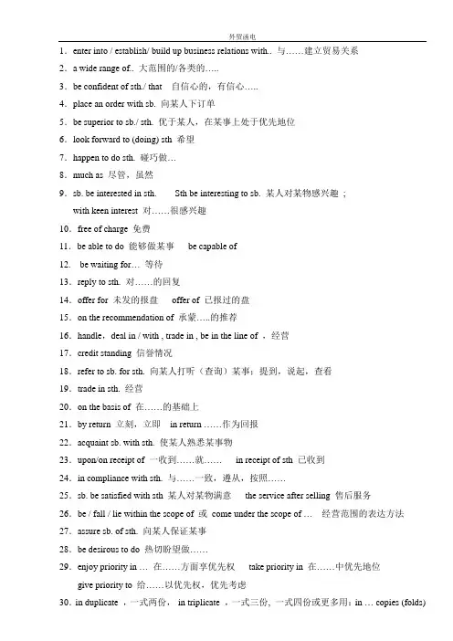 【2014自考】外贸函电 常用句子短语