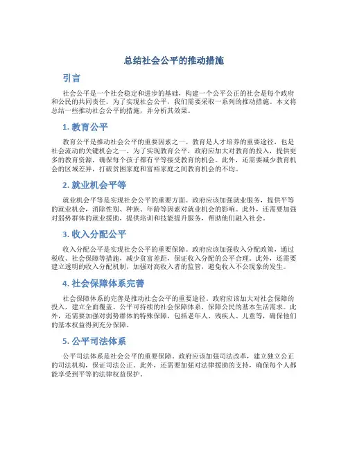 总结社会公平的推动措施