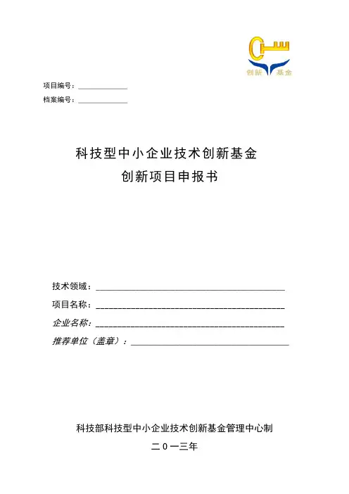 【VIP专享】创新基金项目申报书-一般项目(模板)