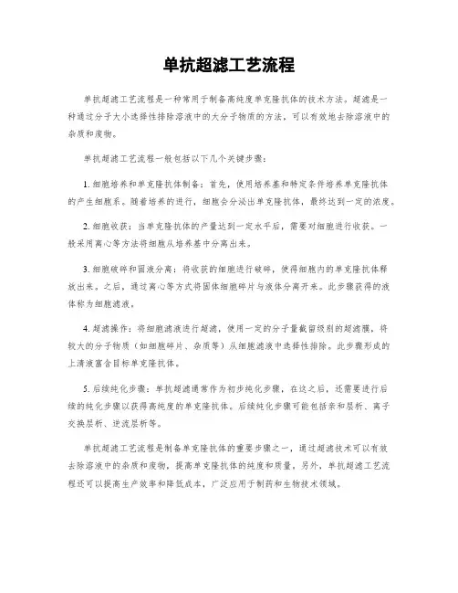 单抗超滤工艺流程