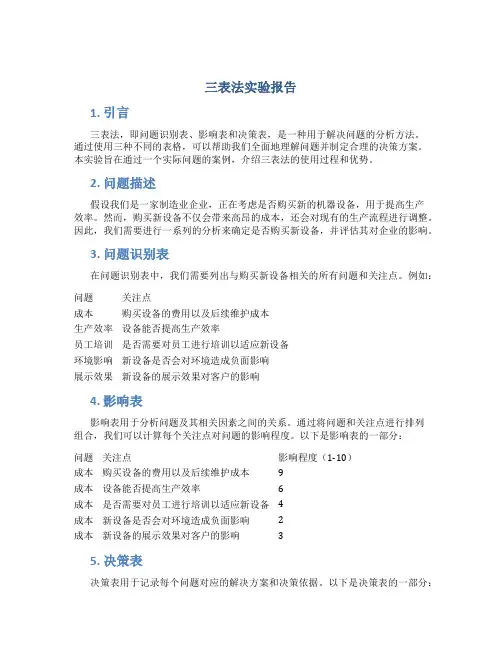 三表法实验报告