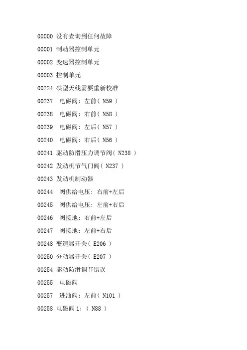 大众奥迪车系故障码