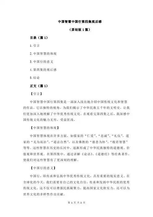 中国智慧中国行第四集观后感