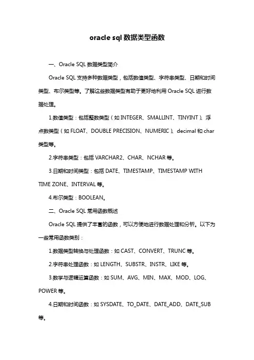 oracle sql数据类型函数
