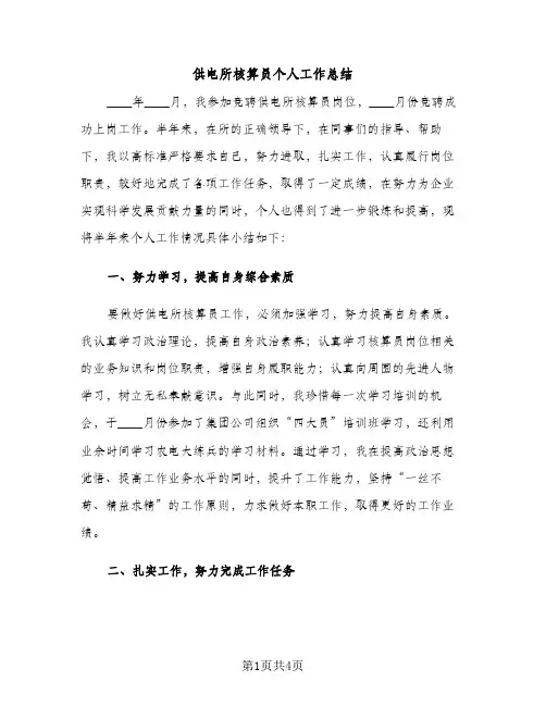 供电所核算员个人工作总结（2篇）