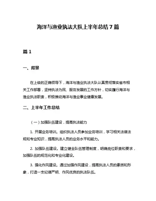 海洋与渔业执法大队上半年总结7篇