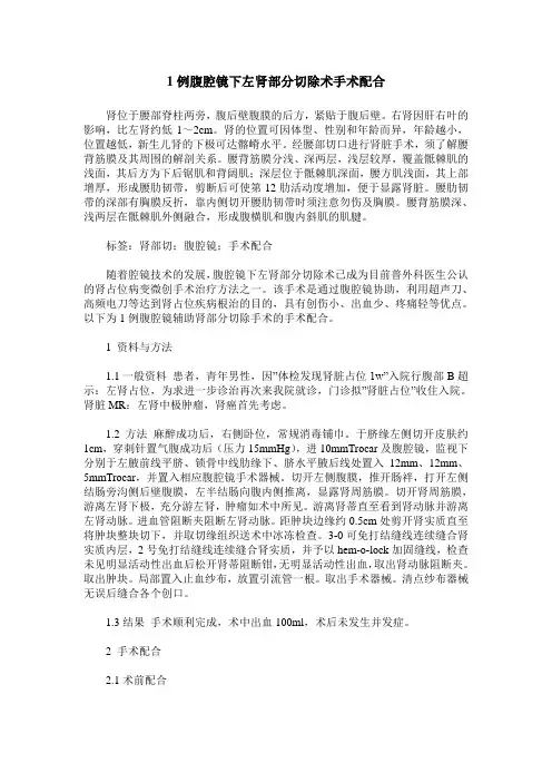 1例腹腔镜下左肾部分切除术手术配合