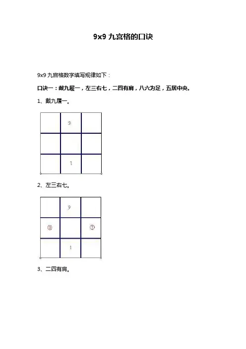9x9九宫格的口诀