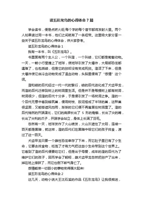 读五彩龙鸟的心得体会7篇