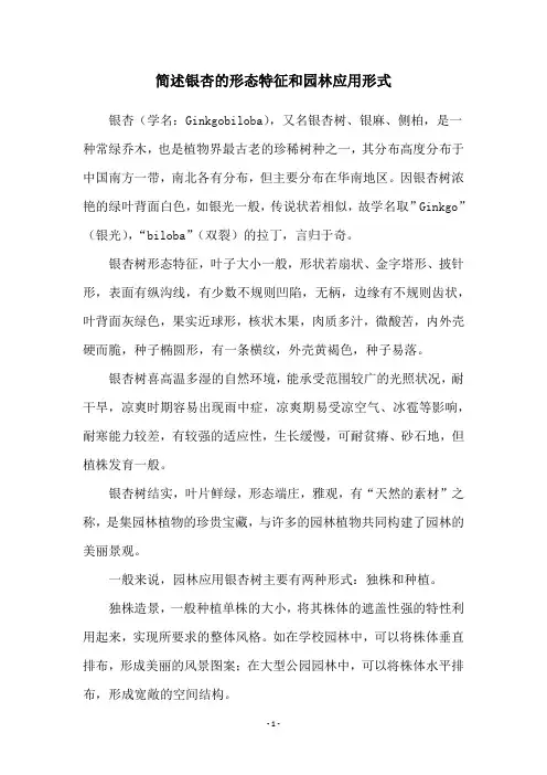 简述银杏的形态特征和园林应用形式