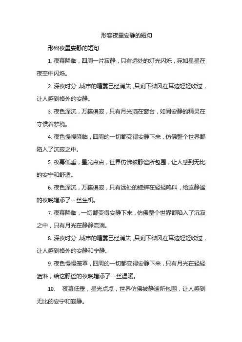 形容夜里安静的短句