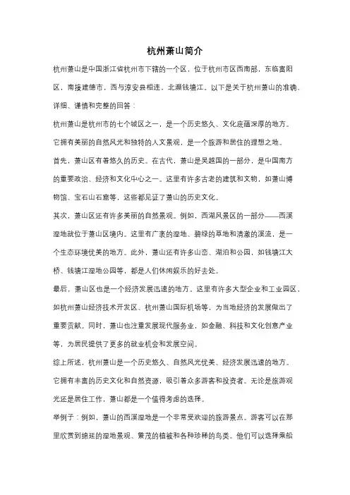 杭州萧山简介