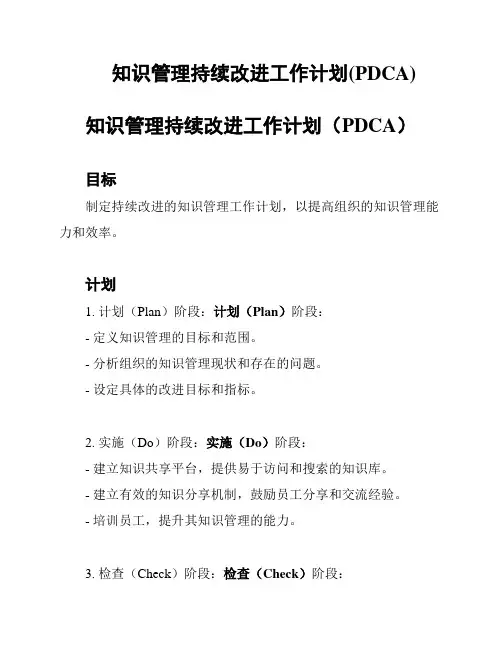 知识管理持续改进工作计划(PDCA)