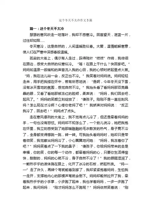 这个冬天不太冷作文5篇