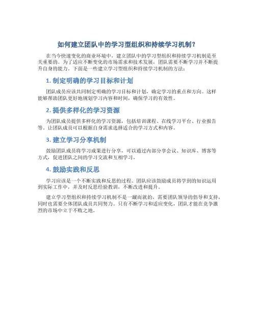 如何建立团队中的学习型组织和持续学习机制？