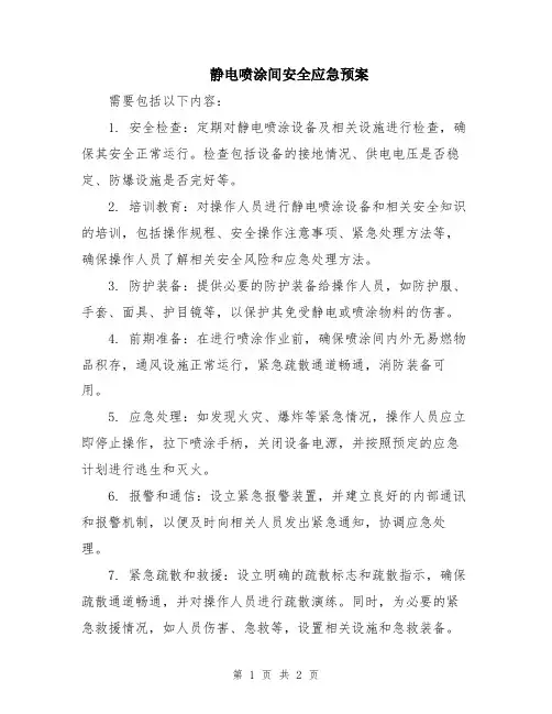 静电喷涂间安全应急预案