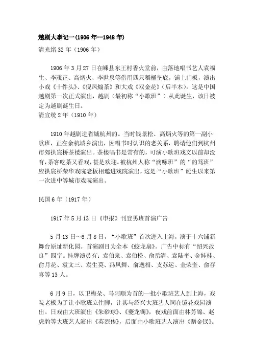 [新版]越剧大事记一（1906年--1948年）