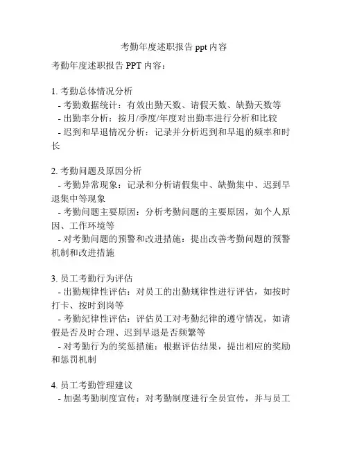 考勤年度述职报告ppt内容
