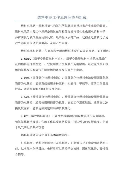 燃料电池工作原理分类与组成