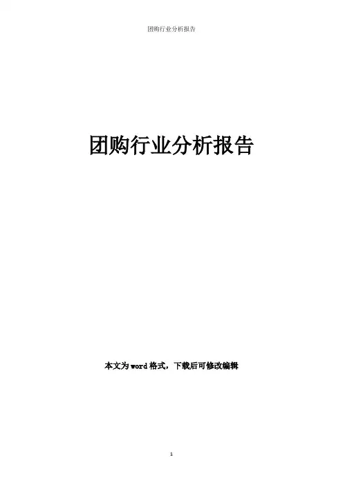 团购行业分析报告