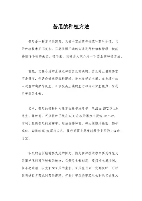 苦瓜的种植方法